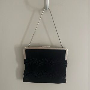 Vintage black suede handbag